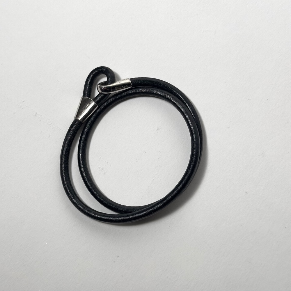 Miansai Black Leather Bracelet with Silver Clasp